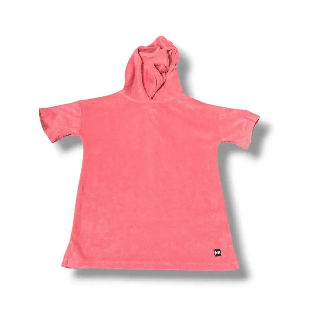 Tea Collection Pink Terry Cloth Hooded Cover Up Beach Dress Size 5 New Vacation